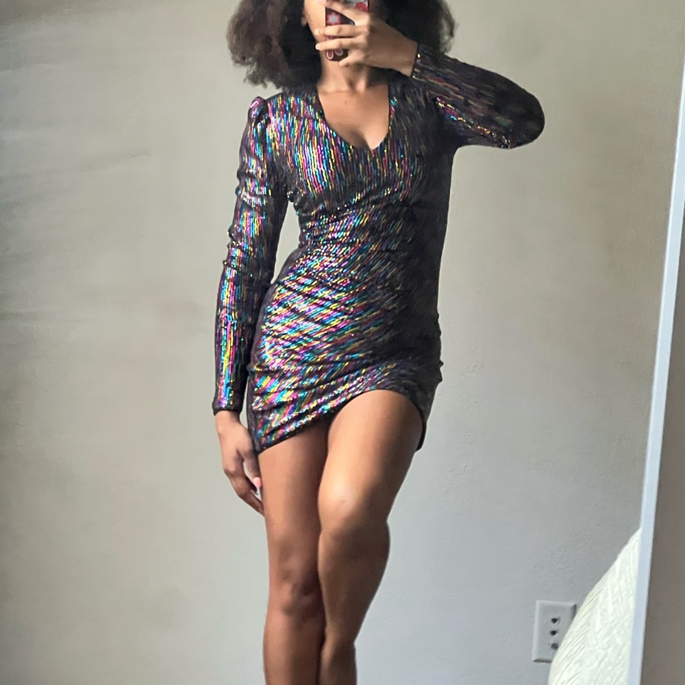 BCBGMaxAzria Iridescent Long Sleeve Dress